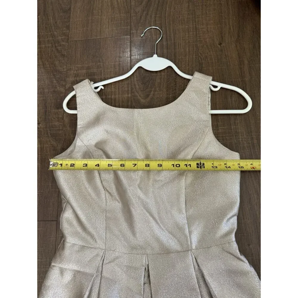 White House Black‎ Market Jacquard Sz 0 Champagne Gold Sleeveless Lined Dress